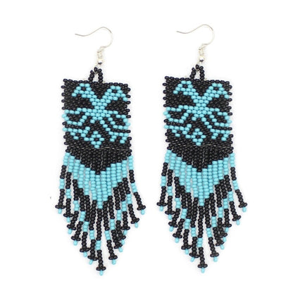 Handmade Black Blue Seed Bead Eagle Beadwork Choker Bib Necklace