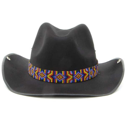 Blue Red Multicolor Zig Zag Beaded Cowboy Hat Band Belt