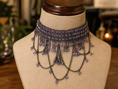 Bohemian Beaded Fringe Choker Set – 3-in-1 Bundle (Purple, Blue & Green) | Statement Necklace & Earrings Set