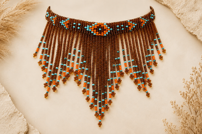 Handmade Beaded Brown Seed Bead Choker Necklace