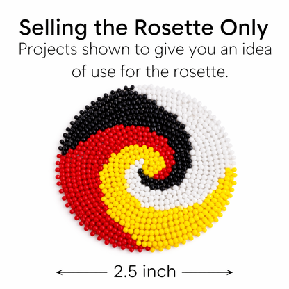 Handcrafted Czech Beaded Rosette – 2.5” Spiral Design in Red, Yellow, Black & White