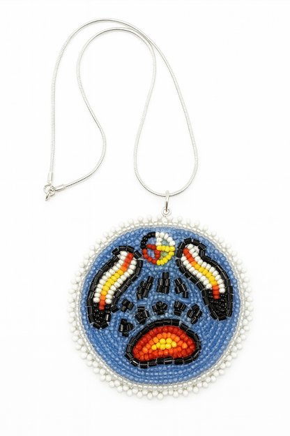 Beaded Bear Paw Applique – 3” Diameter, Handmade with Czech Beads