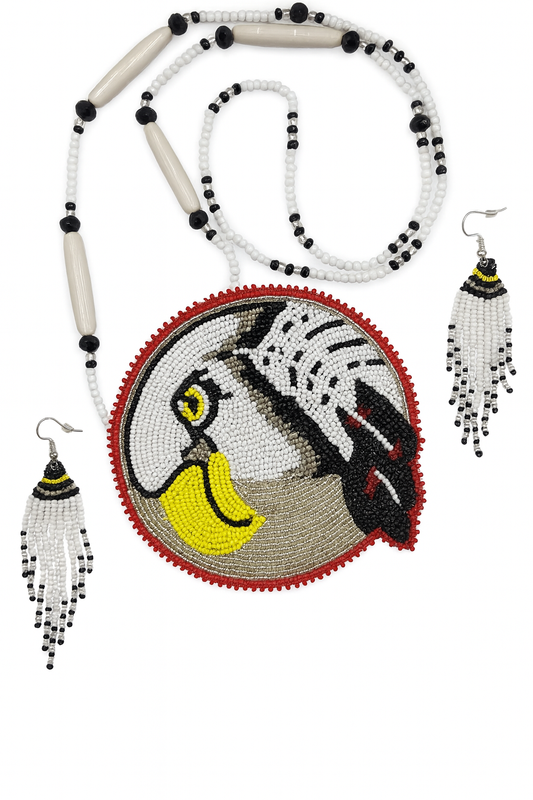 Handmade Eagle Feather Rosette pendant necklace set