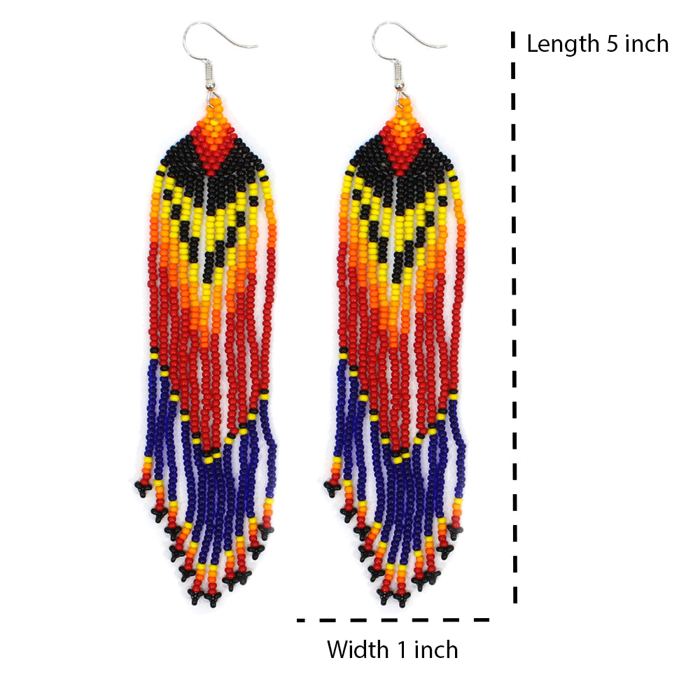 Handmade Blue Red Ethnic Native Style Earrings