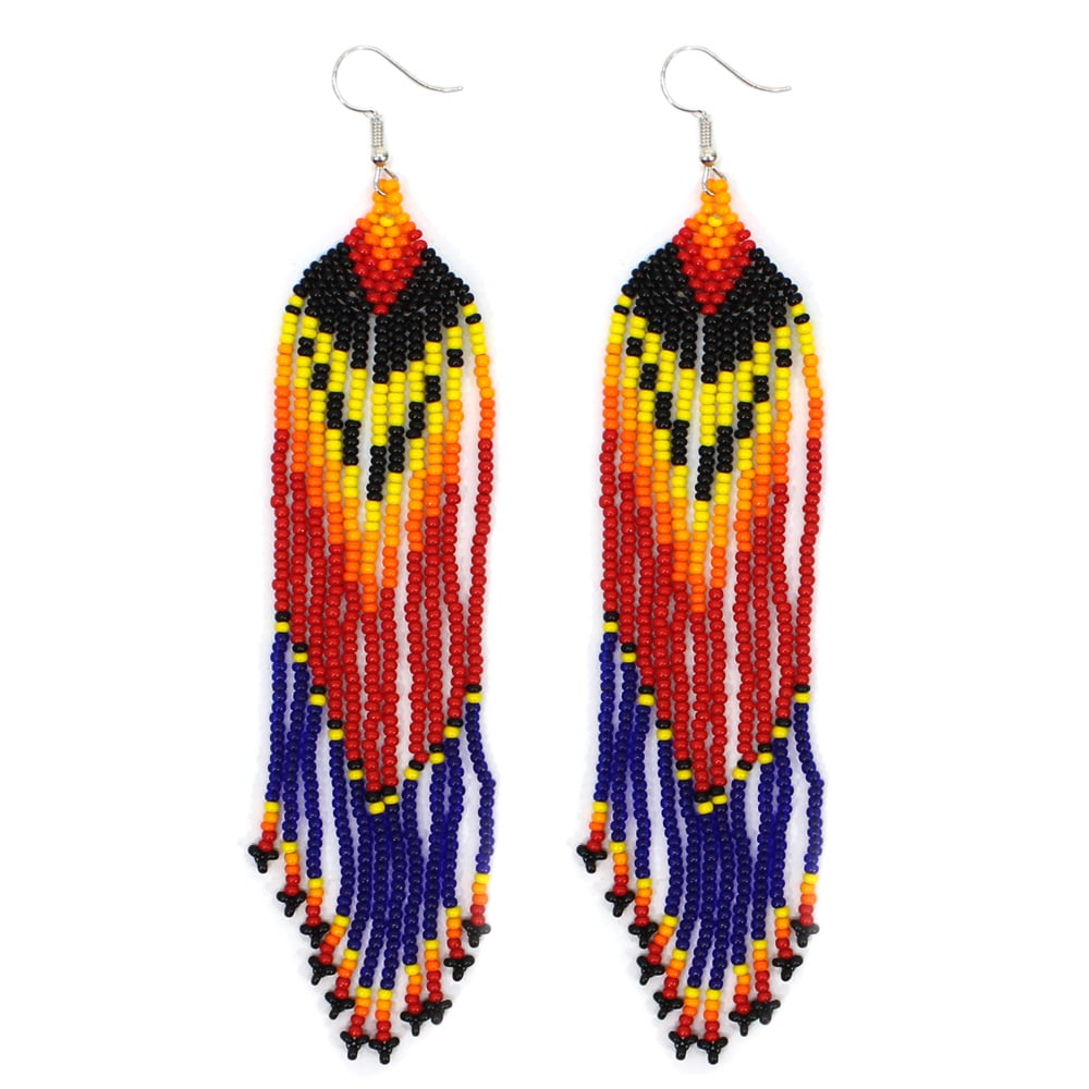 Handmade Blue Red Ethnic Native Style Earrings
