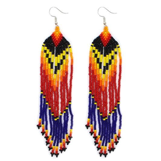 Handmade Blue Red Ethnic Native Style Earrings
