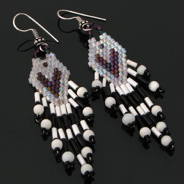 Elegant White Heart Beaded Earrings