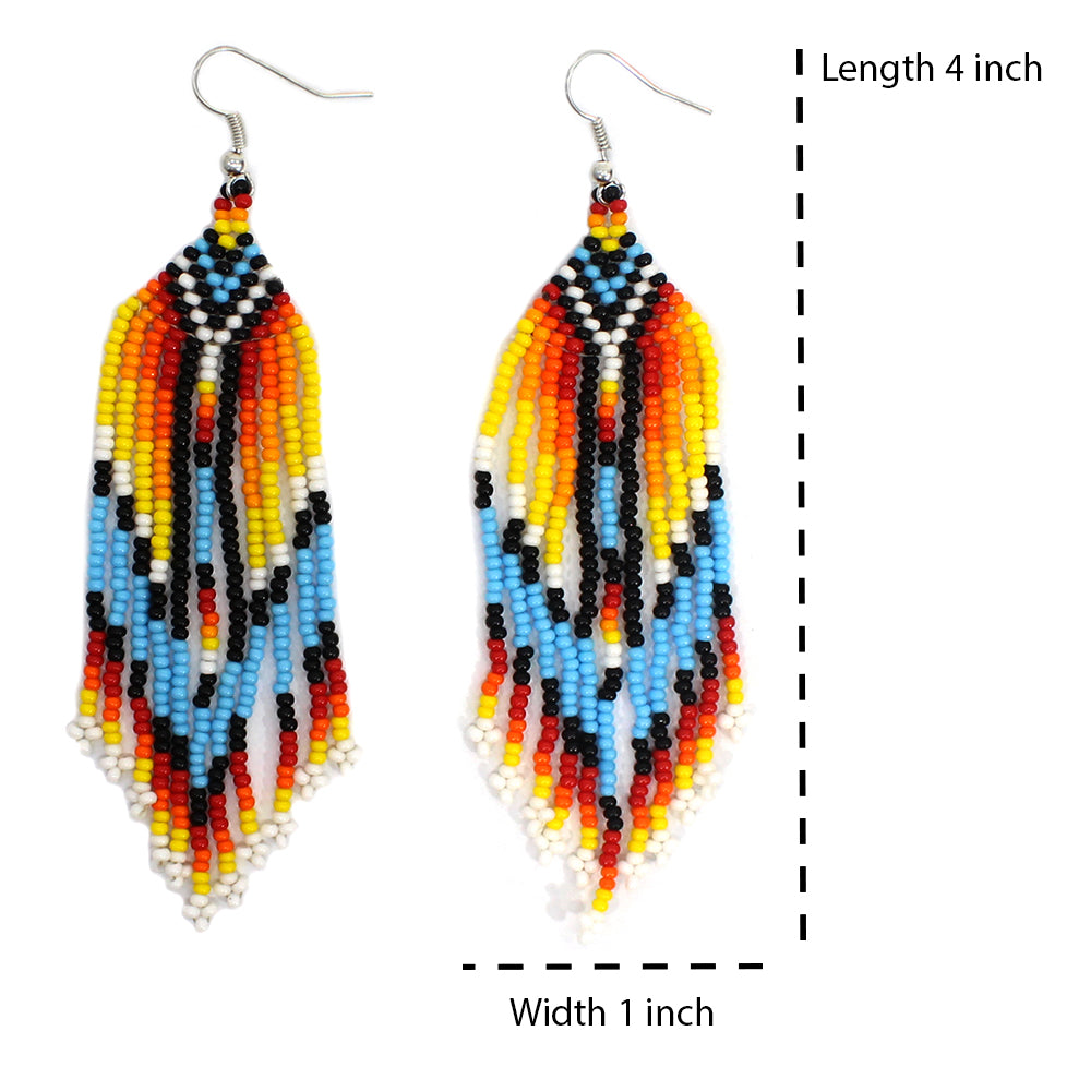 Handmade Beaded Native Style Multi-Color Hook Earrings