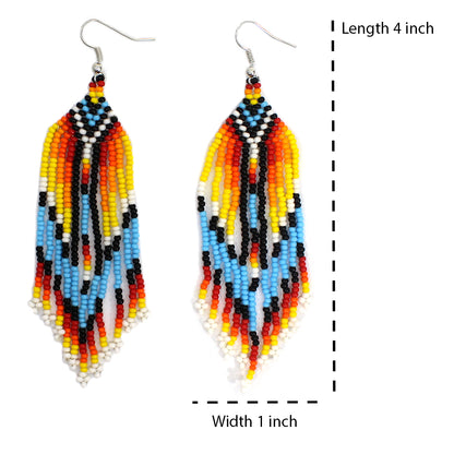 Handmade Beaded Native Style Multi-Color Hook Earrings