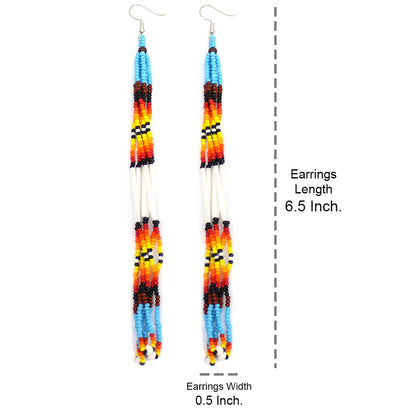 Native Style Handmade Beaded Multi-Color Long Earrings