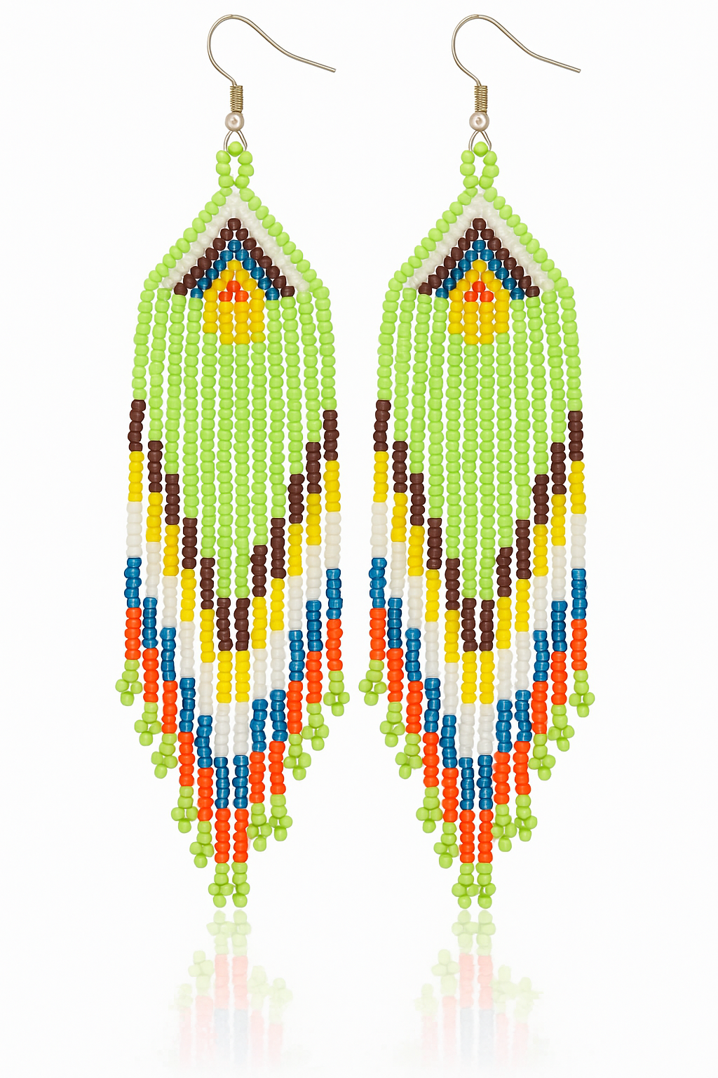 Lime Cascade Beaded Fringe Earrings – Handmade Boho Jewelry