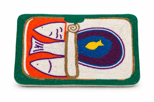 Handcrafted Czech Beaded Purse Fish Motif – Artisan Statement Hand Bag