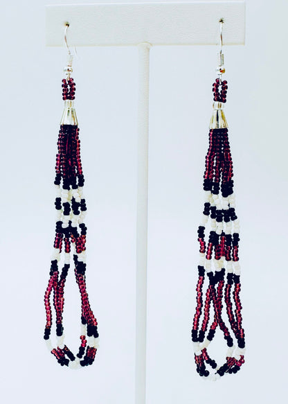 Handmade beaded long Purple hook earrings