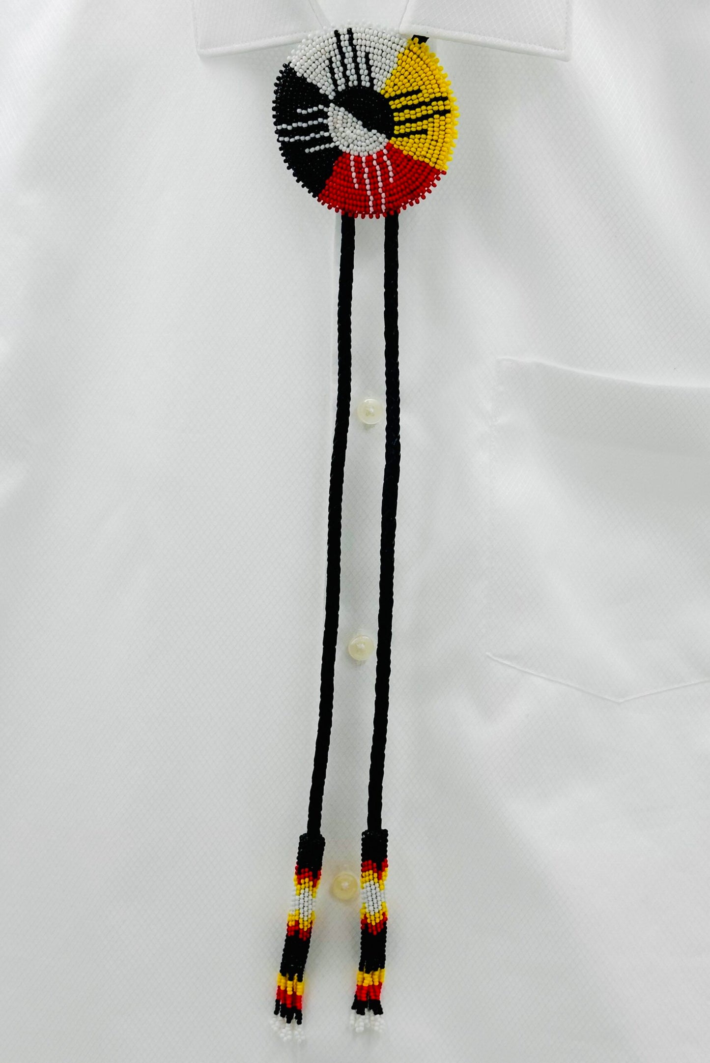 Handmade Beaded Four Directions Adjustable Multi-Color Bolo Tie