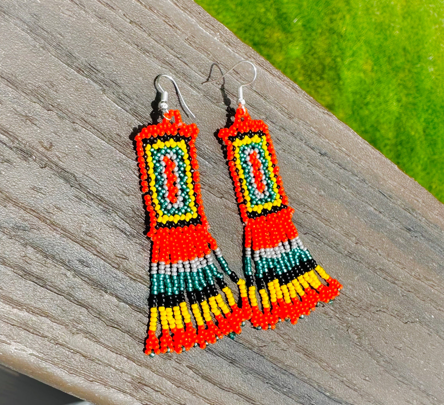 Handmade Beaded Orange Seed Bead Earrings
