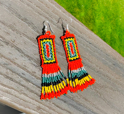 Handmade Beaded Orange Seed Bead Earrings