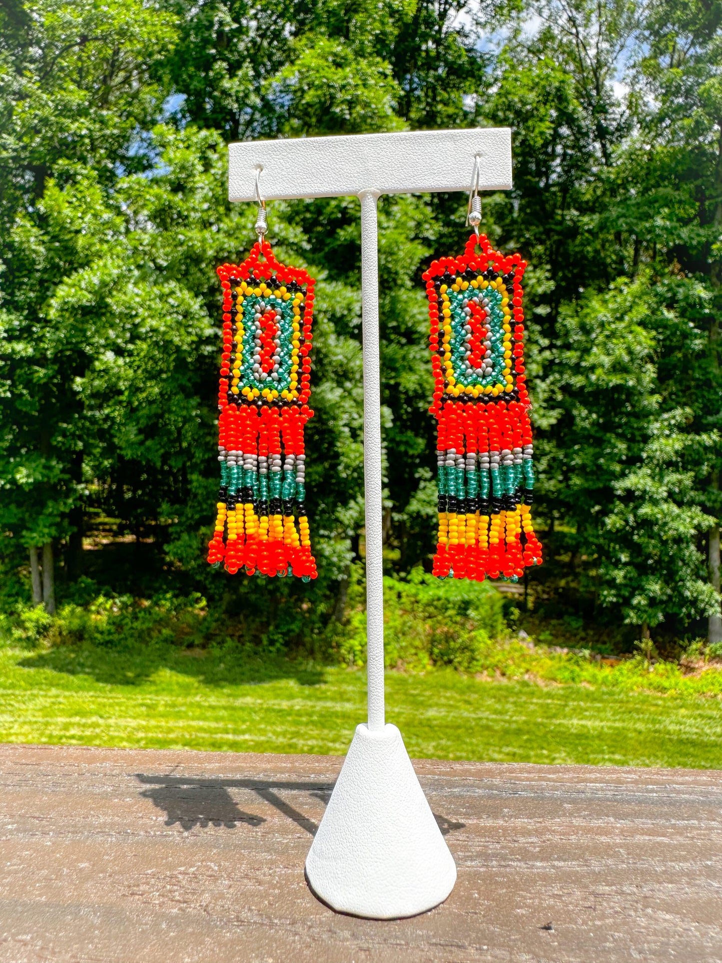 Handmade Beaded Orange Seed Bead Earrings
