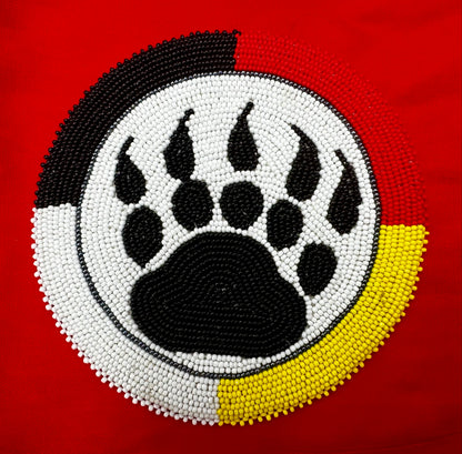 Handmade beaded 4 Directions Bear Paw pattern 5 inch rosette