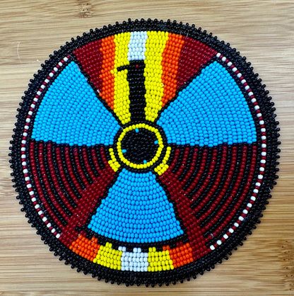Handmade beaded Thunderbird pattern 5 inch rosette