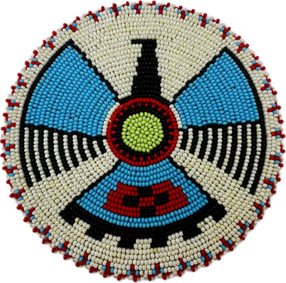 Handmade beaded Cream Thunderbird 5 inch rosette