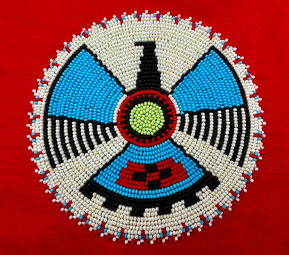 Handmade beaded Cream Thunderbird 5 inch rosette