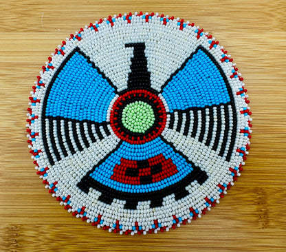 Handmade beaded Cream Thunderbird 5 inch rosette