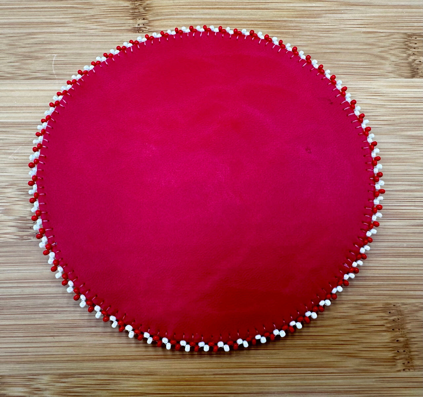 Handmade beaded Cream Thunderbird 5 inch rosette