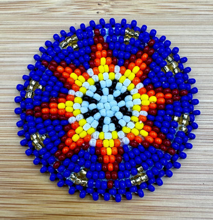 Deep Blue Starburst Beaded Rosette Appliqué