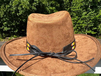 Native American Style Black Fire Seed Beads Turtle Beaded Hatband