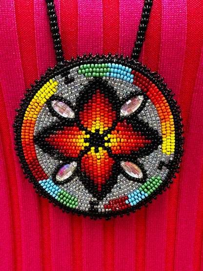 Handmade beaded Multicolor Flower necklace earrings set