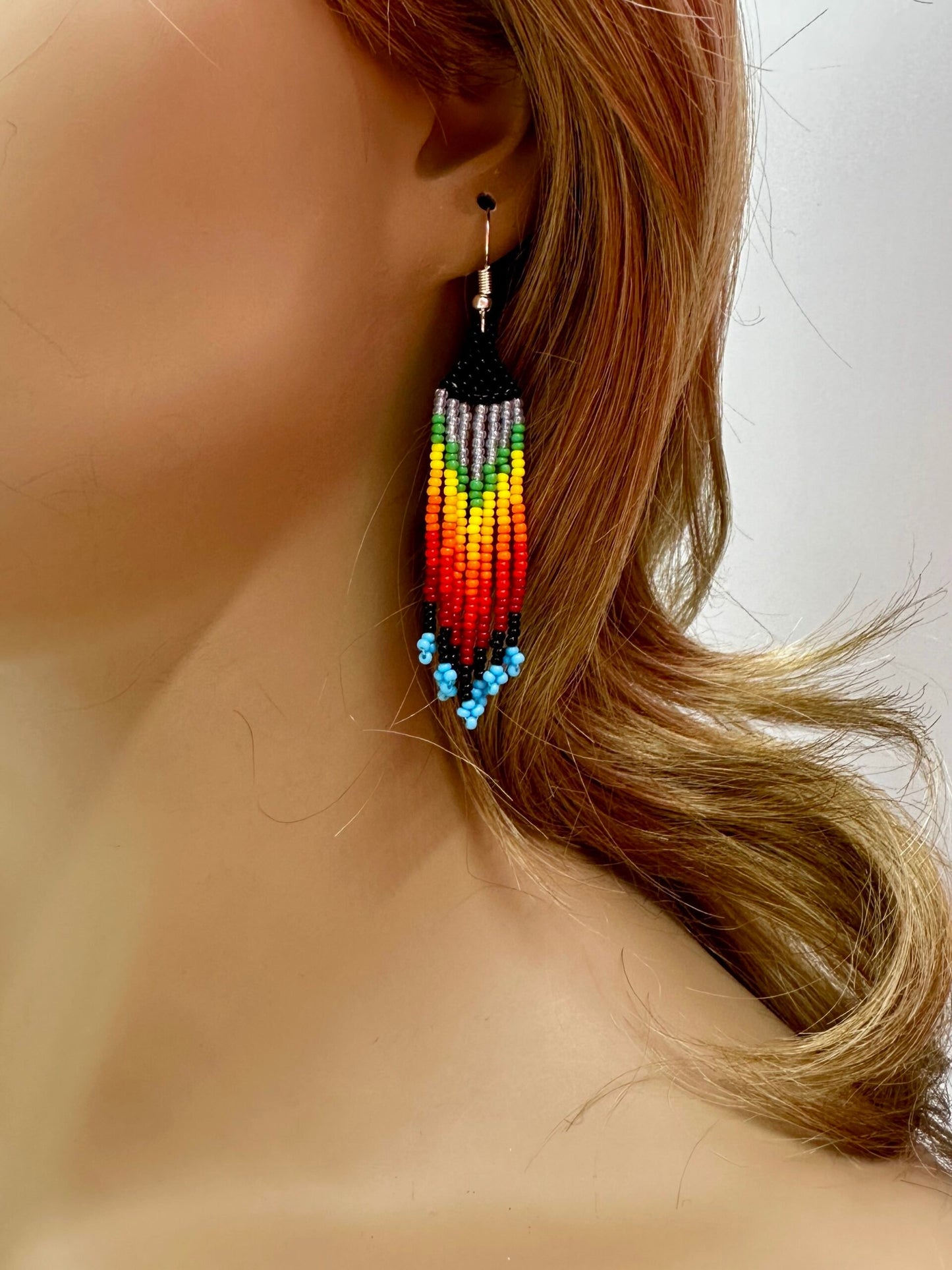 Handmade beaded Multicolor Flower necklace earrings set