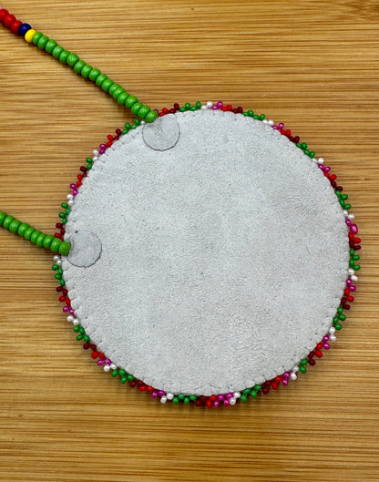 Handmade beaded Green Red Star necklace earrings set