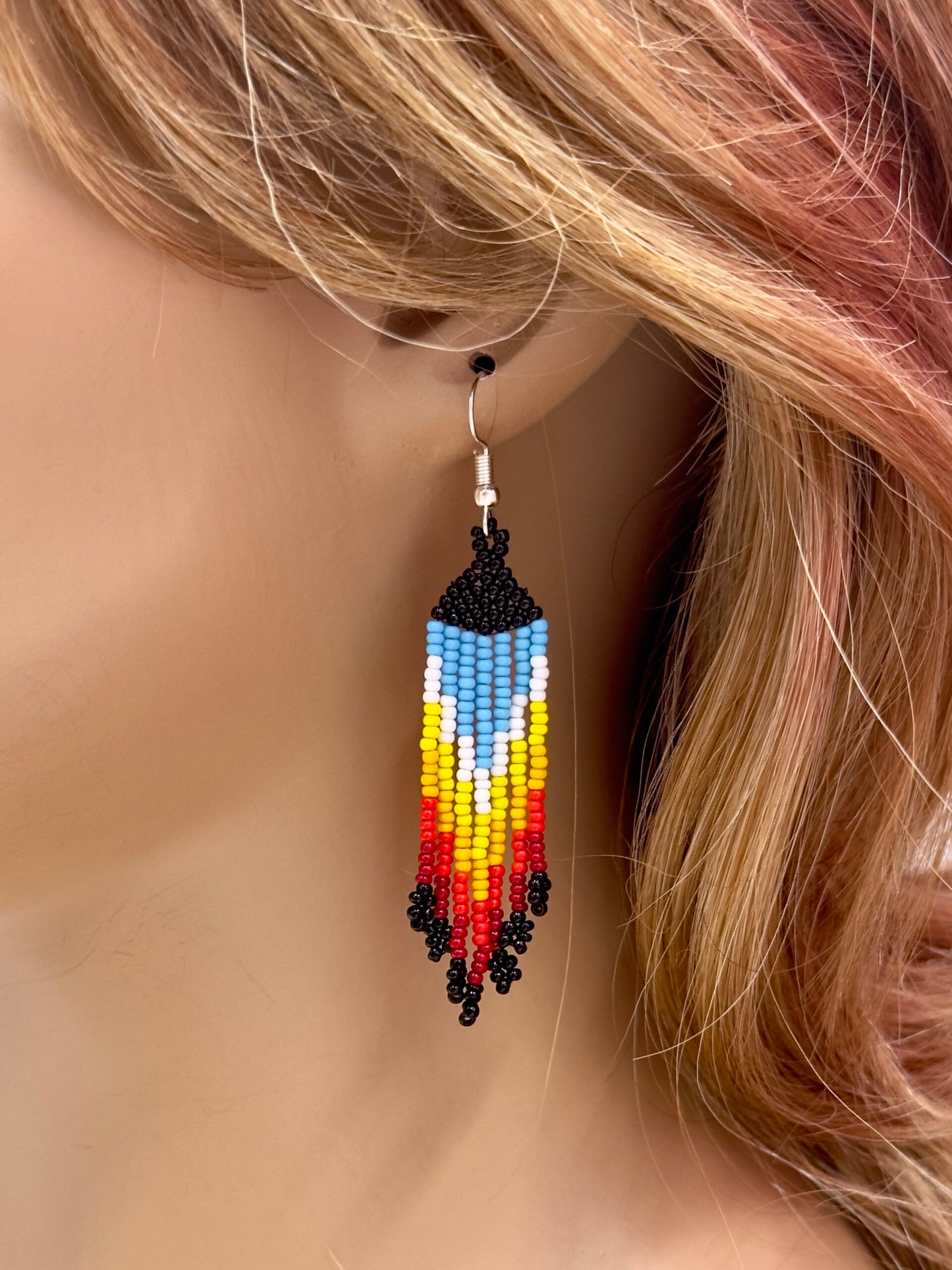 Handmade beaded Tepee Multicolor necklace earrings set