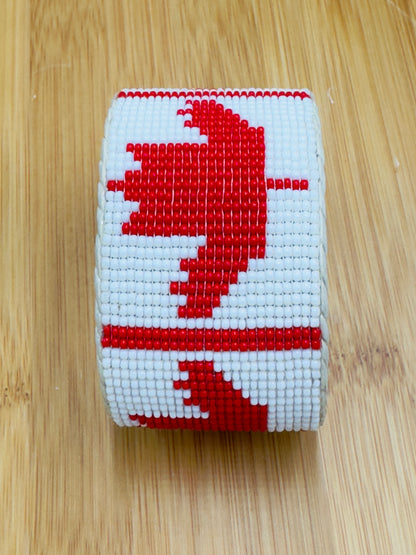 Handmade Beaded Cuff Bracelet – Canadian Maple Leaf Design