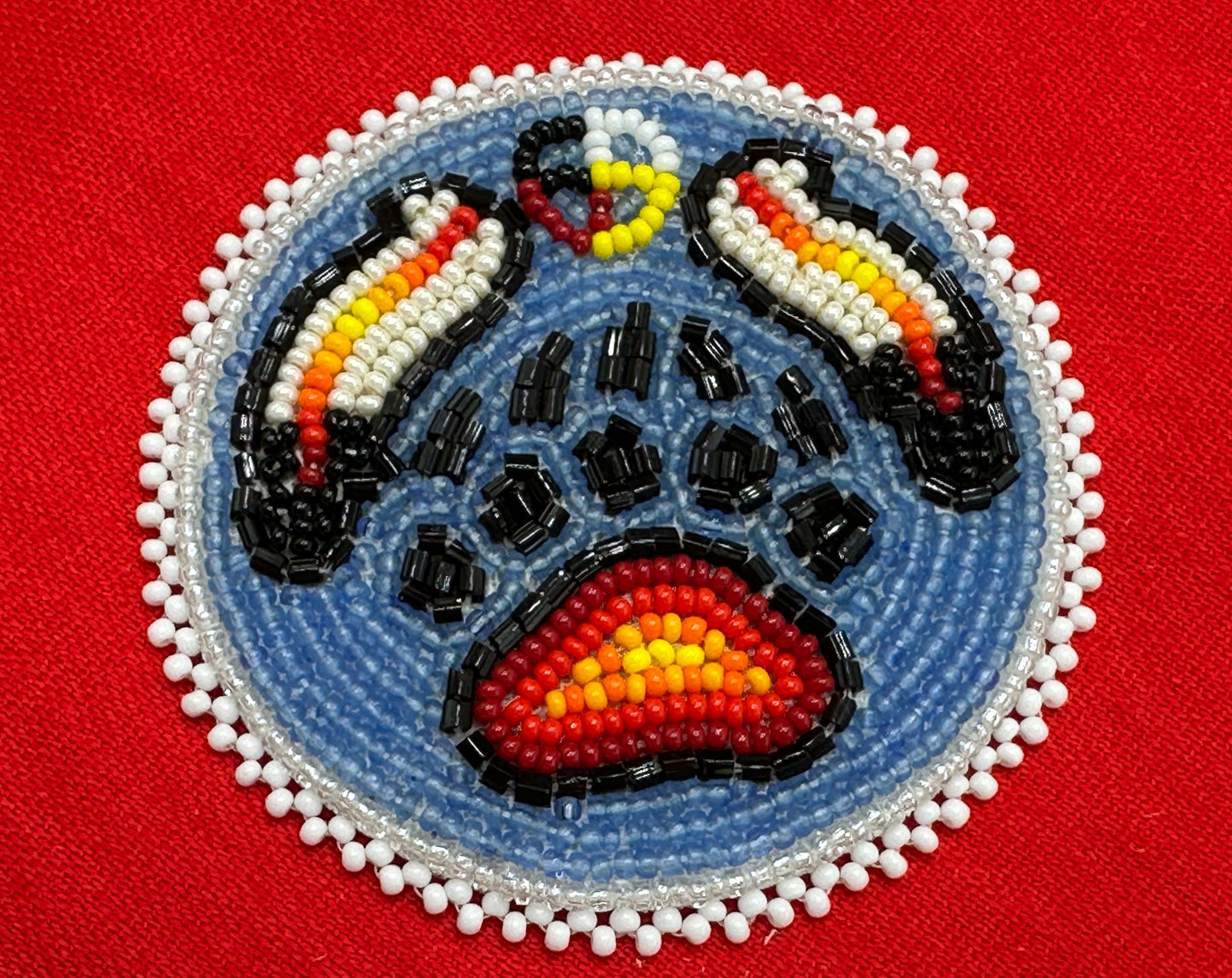 Beaded Bear Paw Applique – 3” Diameter, Handmade with Czech Beads
