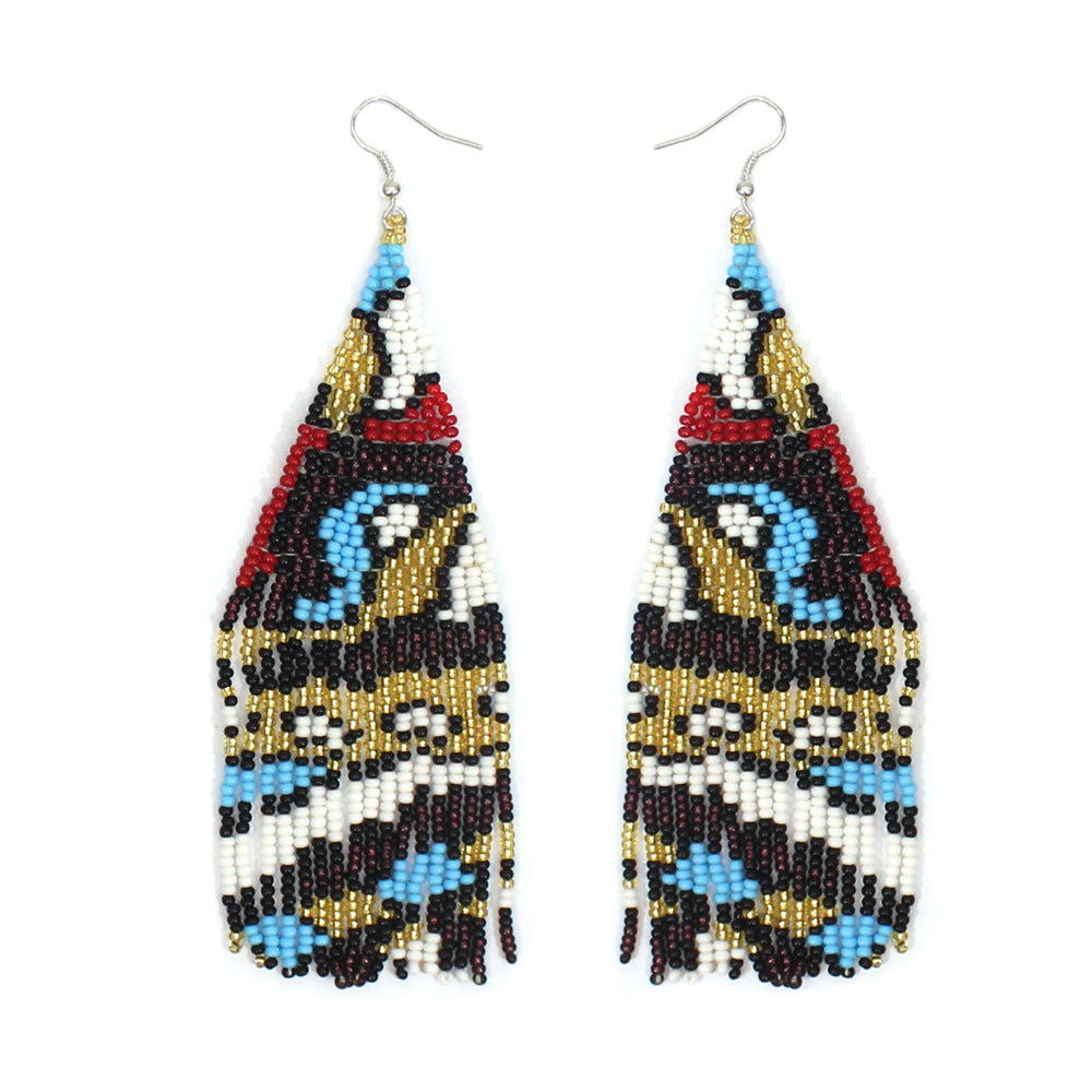 Handmade Beaded Native Style Multi-Color Eye Pattern Earrings