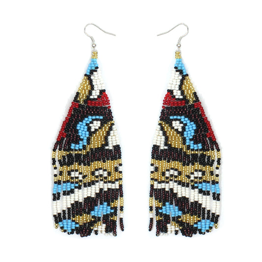 Handmade Beaded Native Style Multi-Color Eye Pattern Earrings