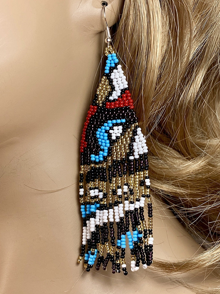 Handmade Beaded Native Style Multi-Color Eye Pattern Earrings