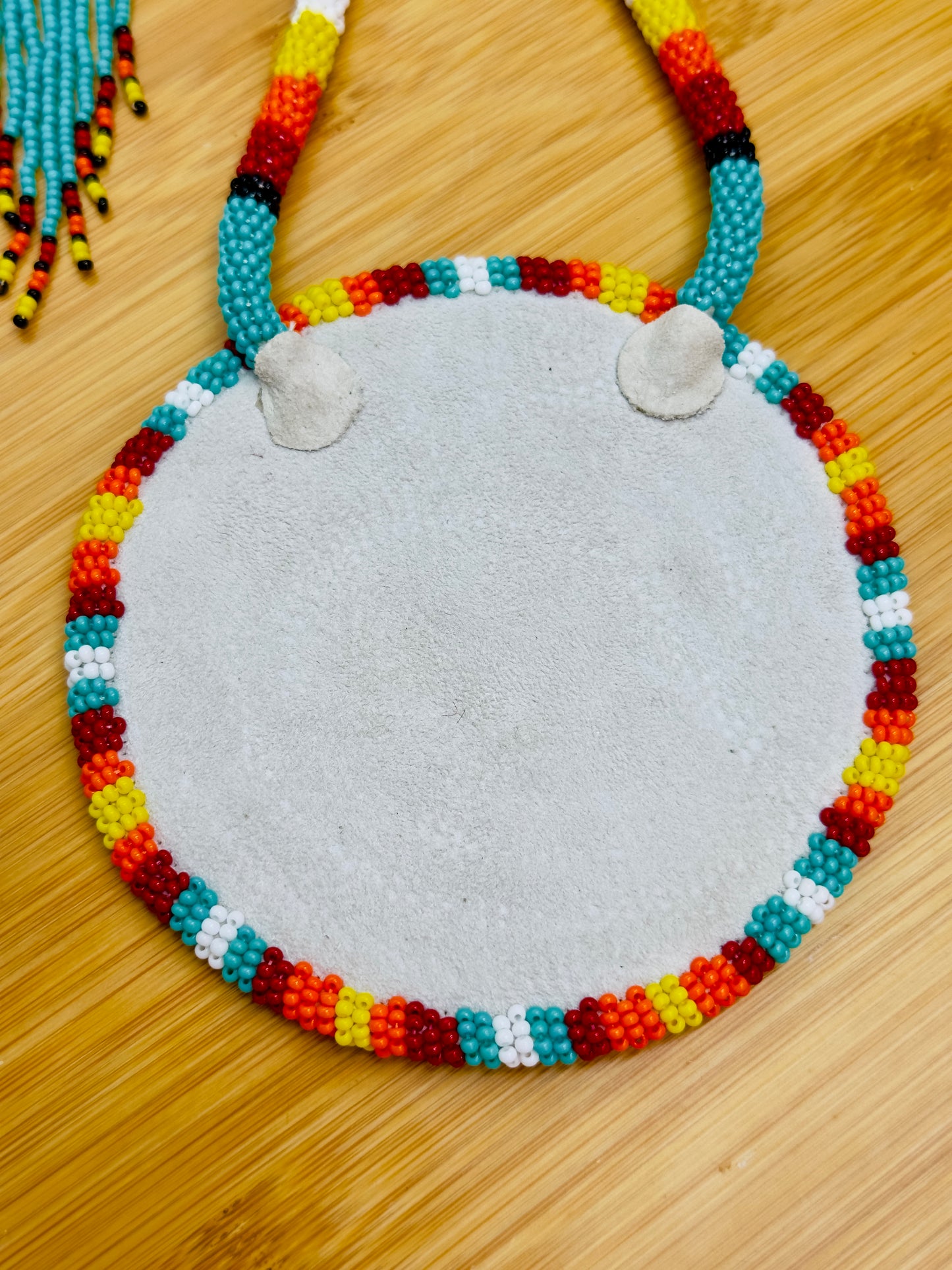 Sea Green Multi color Sunburst Beaded Pendant Necklace & Earrings Set