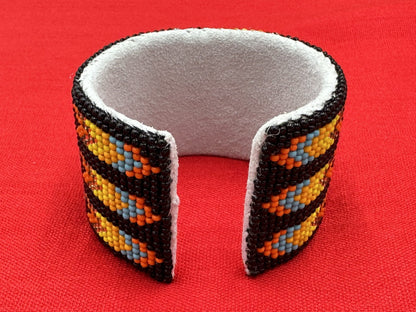 Handmade Black Orange gold Fire Bear Paw Seed Bead Bracelet - Nature-Inspired Charm