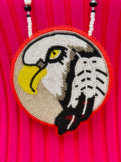 Handmade Eagle Feather Rosette pendant necklace set