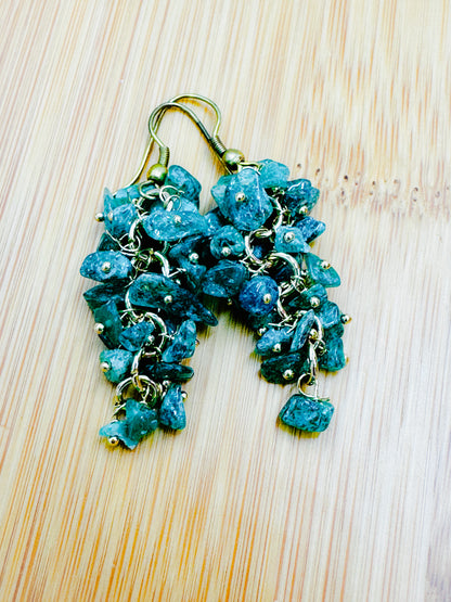 Handmade Green Tourmaline Earrings | Gold Dangle Gemstone Jewelry