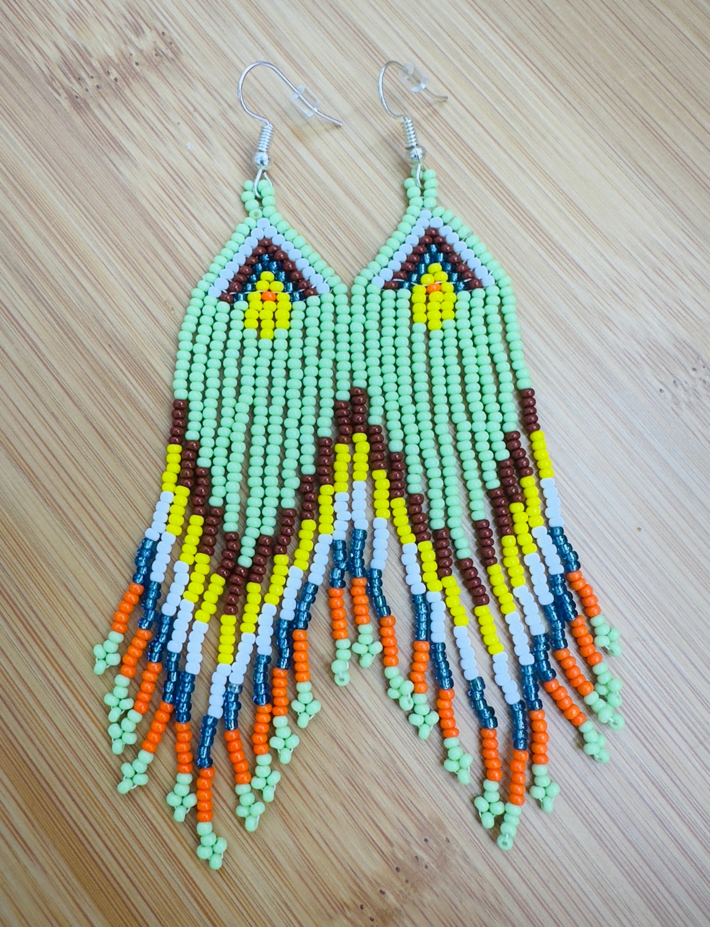 Lime Cascade Beaded Fringe Earrings – Handmade Boho Jewelry