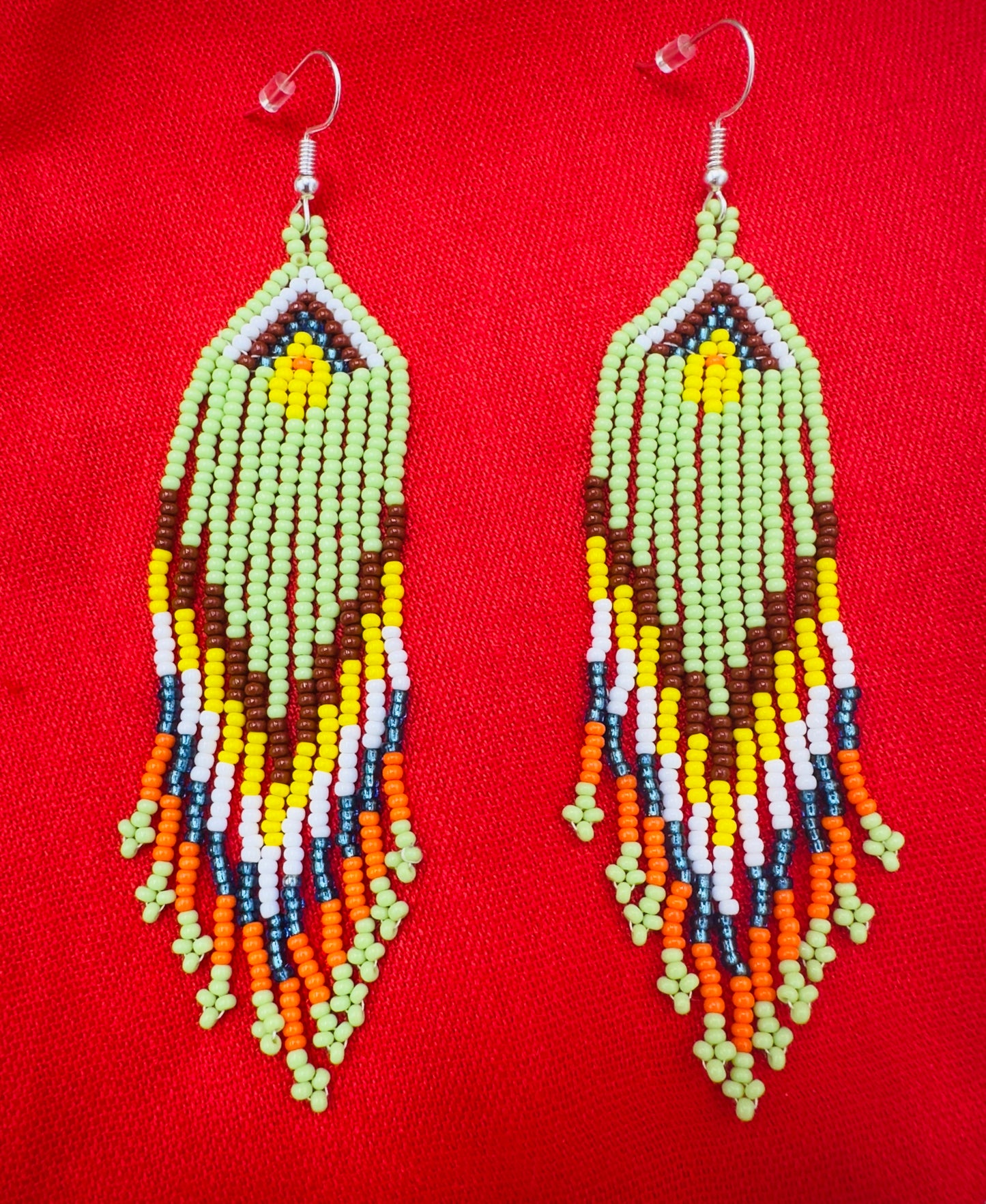 Lime Cascade Beaded Fringe Earrings – Handmade Boho Jewelry
