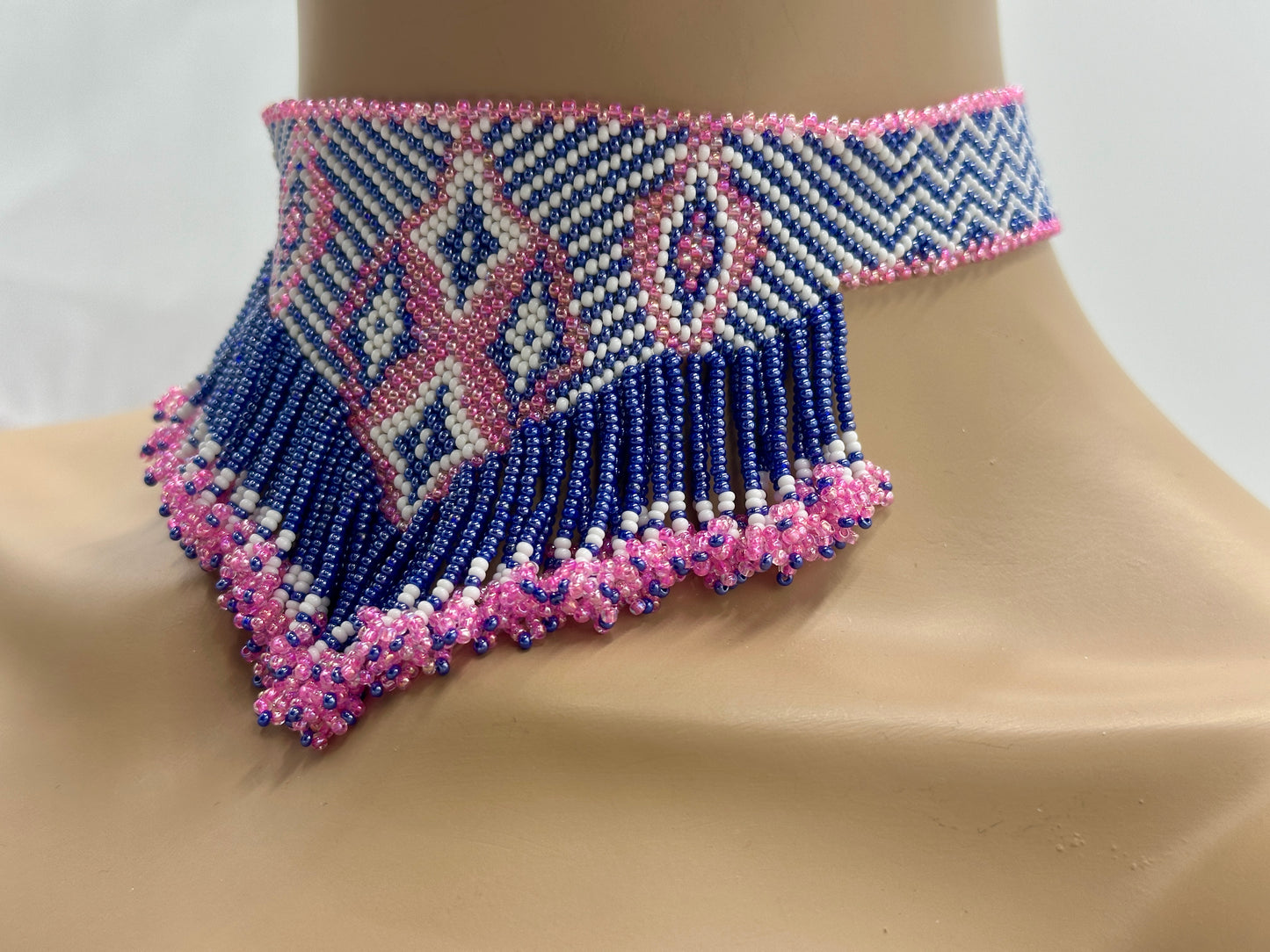 Set of 2 Handmade Czech Seed Bead Fringe Statement Necklaces – Boho Artisan Choker Set