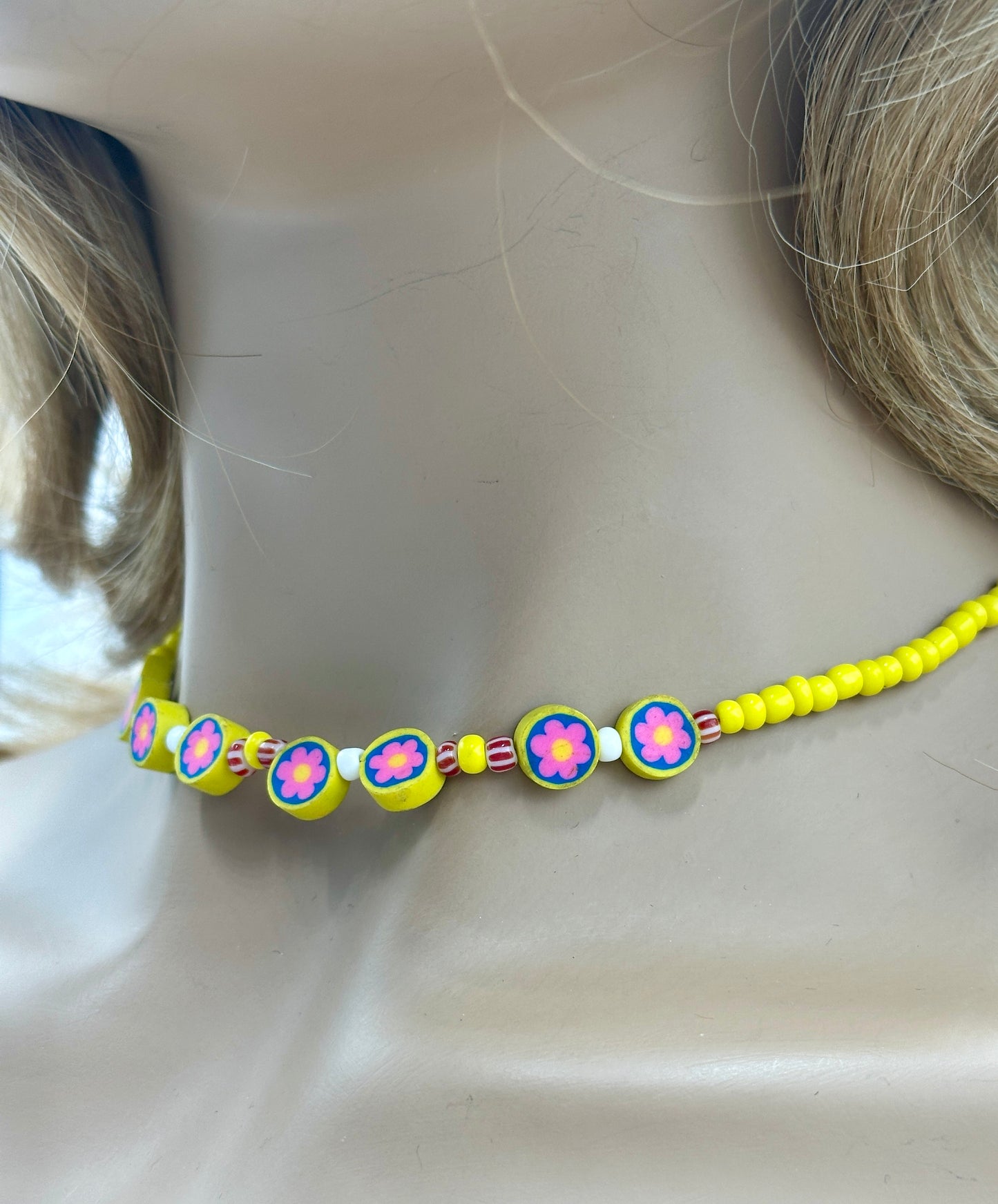 2-for-1 Beaded Necklace & Earrings Set – Floral Yellow & Emerald Green Combo | Handmade Jewelry | Clearance Deal $19.99