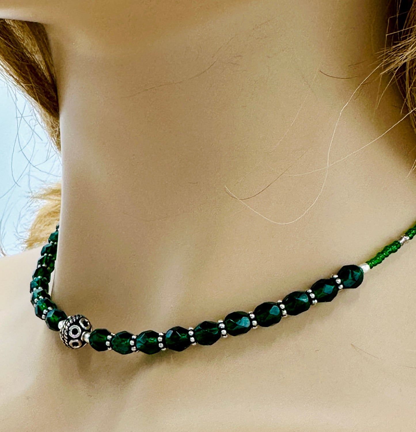 2-for-1 Beaded Necklace & Earrings Set – Floral Yellow & Emerald Green Combo | Handmade Jewelry | Clearance Deal $19.99