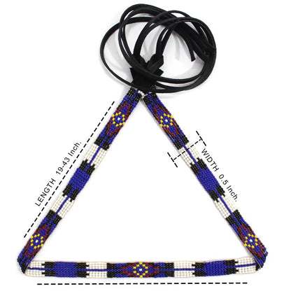 Blue White Multicolor Beaded Cowboy Hatband Medicine man's Beadwork