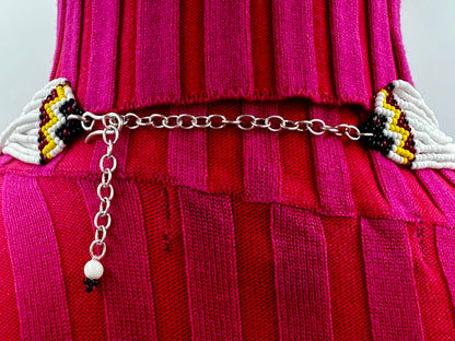Handmade Beaded Yellow Bear Paw Layered Necklace Earrings Set