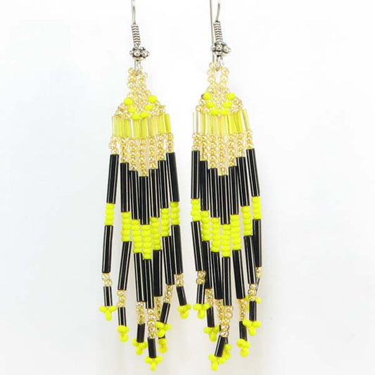 Handmade Beaded Yellow Seed Bead Earrings